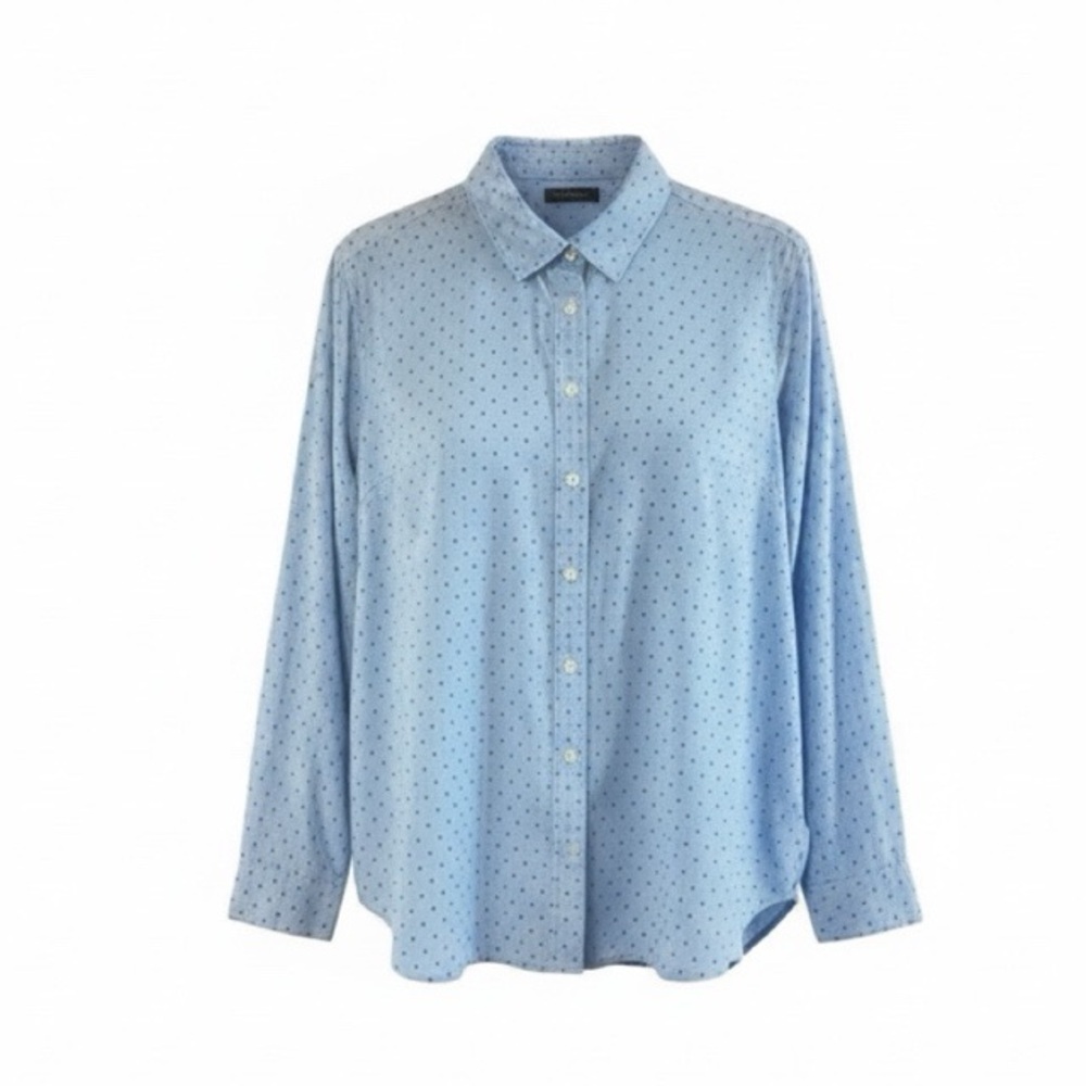 Talbots Gingham Polka Dot Long Sleeve Blouse